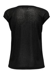 Only CARMAKOMA Shirt met korte mouwen CARSILVERY S/S V NECK LUREX TOP JRS NOOS dames t-shirts maat M zwart