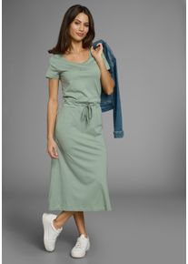 Laura Scott Zomerjurk met strikband in de taille & verborgen steekzakken dames zomerjurken maat 38 groen