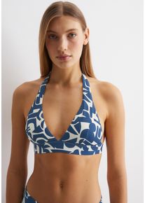 Marc O'Polo Marc O'Polo Triangel-bikinitop Summer Blacks Grafisch design, halternek, diepe V-hals dames triangelbikini's maat S blauw