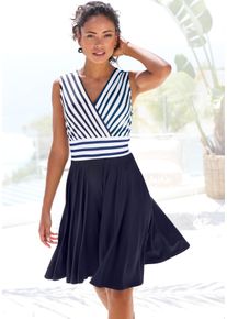 Lascana Zomerjurk in wikkel-look, strandjurk, maritiem dames zomerjurken maat 36 blauw