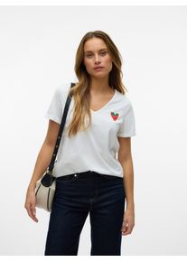 Véro Moda Vero Moda Shirt met korte mouwen VMBITONA S/S V-NECK T-SHIRT JRS BTQ GA dames t-shirts maat XS wit
