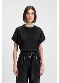 BOSS Orange T-shirt Emason Hotfix Premium Damesmode Oversized fit met ronde hals, glitterapplicatie dames t-shirts maat L (40) zwart