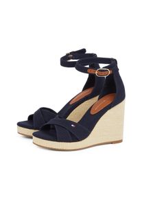 Tommy Hilfiger Highheel sandaaltjes FLAG HIGH WEDGE ESPAD CRISSCROSS , bandjessandaal, zomerschoen, sleehaksandalette, verstelbare gesp dames sandalen