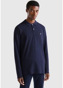 United Colors Of Benetton Poloshirt met lange mouwen met splitjes opzij heren lange mouwen maat XS blauw