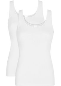 Nina von C. Hemd Fine Cotton basic, zacht, comfortabel, nauw, ronde hals, brede bandjes (Set van 2) dames armloze tops maat 40 wit