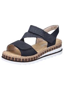 Rieker Sleehaksandaaltjes Bandjessandaal, zomerschoen, vakantieschoen met klittenbandbandjes dames sandalen met sleehak maat 41 blauw