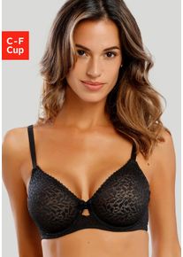 Nuance Minimizer-bh met beugel van licht transparante kant, lingerie dames beugel bh's maat F zwart