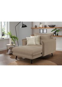 Inosign Loveseat LAZIO moderne fauteuil met een comfortabele bekleding, 2 stuks decoratieve sierkussens fauteuils maat Geweven stof bruin