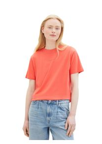 Tom Tailor Denim Shirt met korte mouwen Basic T-shirt met ronde hals en logo-embossing dames t-shirts maat XXL (44) rood