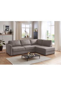 ATLANTIC HOME COLLECTION Slaapbank Chill Hoekbank met slaapfunctie en bedlade grijs, slaapbanken, Breedte ligoppervlak: 145 cm, Lengte ligoppervlak:
