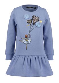 Blue Seven Sweatjurk met hoogwaardig frontmotief met tule applicatie meisjes sweatjurken maat 128 blauw