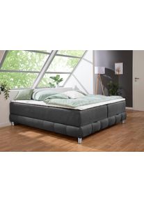 Inosign Boxspring Vaasa geschikt voor schuine plafonds, inclusief bedlade en matrastopper boxsprings maat Structuurstof