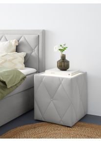 LEONIQUE Nachtkastje Alfie met verlichting en bekleding van fluweel nachtkastjes maat Fluweel zilver(kleur)