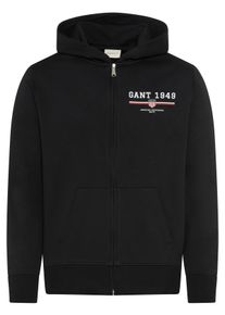 Gant Capuchonsweatvest GRAPHIC FULL ZIP HOODIE Kangaroozak, ribboorden, print heren sweatvesten maat M zwart