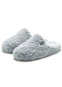 ELBSAND Pantoffels Pantolette, pantoffel, mule, sandaal, knuffelig faux fur dames pantoffels maat 36 grijs