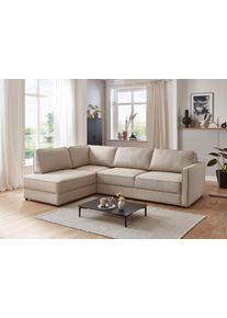 ATLANTIC HOME COLLECTION Slaapbank Chill Hoekbank met slaapfunctie en bedlade beige, slaapbanken, Breedte ligoppervlak: 145 cm, Lengte ligoppervlak: