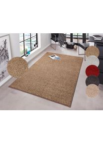 Hanse Home Vloerkleed Pure 100 korte pool Kortpolig, effen, omgezoomd, loper, woonkamer, kinderkamer, gang moderne vloerkleden maat 4 bruin