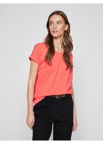 Vila Shirt met ronde hals VIDREAMERS NEW PURE T-SHIRT/SU-NOOS Basic dames T-shirt met ronde hals en omgeslagen mouwen dames shirts met ronde hals maat