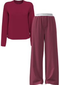 Calvin Klein Pyjama LS PANT SET HOLIDAY Met elastische taille dames nachtkleding maat L (40) rood