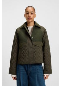 BOSS Orange Gewatteerde jas Pabori Premium Damesmode waterafstotend, regular fit dames donsjassen maat 36 groen