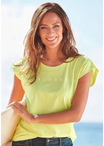 Venice Beach Shirt met korte mouwen met logoprint op de voorkant, katoenen t-shirt, sportief-casual, basic dames t-shirts maat 32 groen