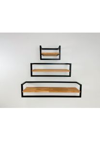 Andas Wandplank Kemi Frame van metaal, legplank van eikenhout wandplanken & -rekken beige