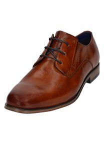 Bugatti Veterschoenen Pak schoen, zakelijke schoen met logo en fijne blokhak heren veterschoenen maat 43 bruin