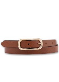 Bernd Götz BERND GÖTZ Leren riem met ovale goudkleurige gesp dames brede riemen maat 105 bruin