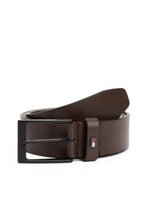 Tommy Hilfiger Leren riem LAYTON 3.5 Metalen patch, eenvoudige doornsluiting heren riemen maat 105 bruin