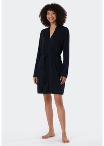 Schiesser Ochtendjas Essentials met kimono-snit met subtiele glans dames badjassen maat M zwart