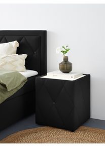 LEONIQUE Nachtkastje Alfie met verlichting en bekleding van fluweel nachtkastjes maat Fluweel zwart