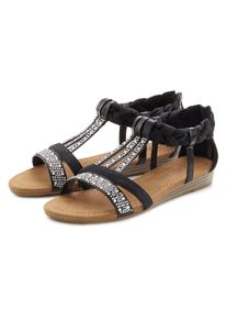 Lascana Sandalen Zomerschoen, sandaal met glinsterende steentjes en kleine sleehak in festival-look vegan dames sportieve sandalen maat 41 zwart