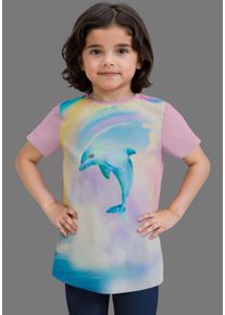 Kidsworld T-shirt Shirt met grote fotoprint T-shirt met schattige dolfijn fotoprint meisjes t-shirts maat 140/146 roze
