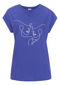 Lascana Shirt met korte mouwen met frontprint, t-shirt van katoen, printshirt, basic dames t-shirts maat 32/34 blauw