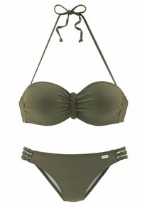 Buffalo Beugelbikini in bandeaumodel trendige look, met afneembare bandjes, met gevlochten details dames bikini's maat C groen