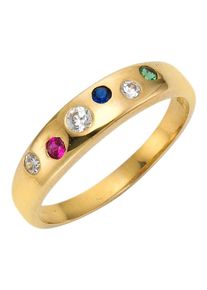 Firetti Goudkleurige ring Sieraad cadeau Goudkleurig 333 damesring edelsteen kleursteen dames ringen maat 16 multicolor