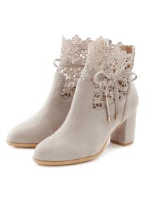 Lascana Highheel-laarsjes met modieuze punt en comfortabele blokhak, enkellaars, laars dames elegante laarsjes maat 35 grijs