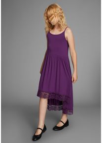 Kidsworld Jerseyjurk - Spaghetti jurk van viscose luchtige jersey jurk, knieomhelzende lengte meisjes jersey jurken maat 152/158 paars