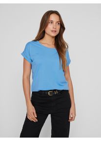 Vila Shirt met ronde hals VIDREAMERS NEW PURE T-SHIRT/SU-NOOS Basic dames T-shirt met ronde hals en omgeslagen mouwen dames shirts met ronde hals maat