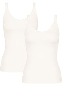 Sloggi Hemd Go fijn kant, katoenmix, v-hals, zacht (Set van 2) dames onderhemden maat XL beige