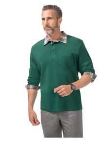 Classic Basics Poloshirt met lange mouwen (1-delig) heren knoopsluiting maat 48/50 groen