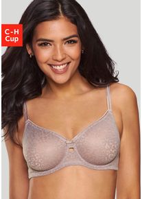 Nuance Minimizer-bh met beugel van mooie allover jacquardkant in trendy leeuw-look dames beugel bh's maat 85D beige