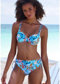 Venice Beach Beugelbikinitop Caru met moderne print all-over dames beugelbikini's maat C blauw