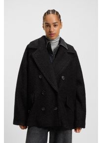 BOSS Orange Caban Premium Damesmode in boxy-fit met bouclé-structuur dames cabans maat 36 zwart