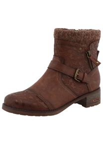 Mustang Shoes Winterlaarsjes FABIENNE Biker boots met blokhak en sierriem dames winterlaarsjes maat 36 bruin