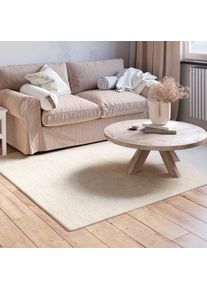MyFlair M&ouml;bel & Accessoires Wollen kleed Isra Kortpolig, handgeweven tapijt, gem&ecirc;leerd, 100% wol, handgeweven wollen vloerkleden maat - beige
