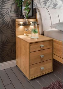 Wiemann Nachtkastje Kiruna, eik gedeeltelijk massief, gemaakt in Duitsland, met soft-close functie nachtkastjes beige