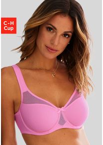 Nuance Minimizer-bh met beugel en transparante netinzetten in de bovenste cup dames beugel bh's maat C roze