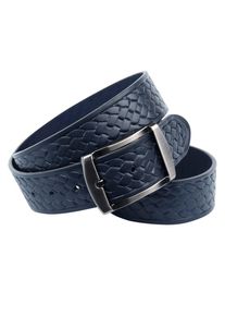 Anthoni Crown Leren riem Plantaardig gelooide riem van rundleer met vlecht-stempeldruk unisex riemen maat 85 blauw