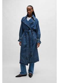 HUGO Blue Trenchcoat Garena met tailleband, all-over denim fashion piece jeans trenchcoat dames parka's maat M blauw